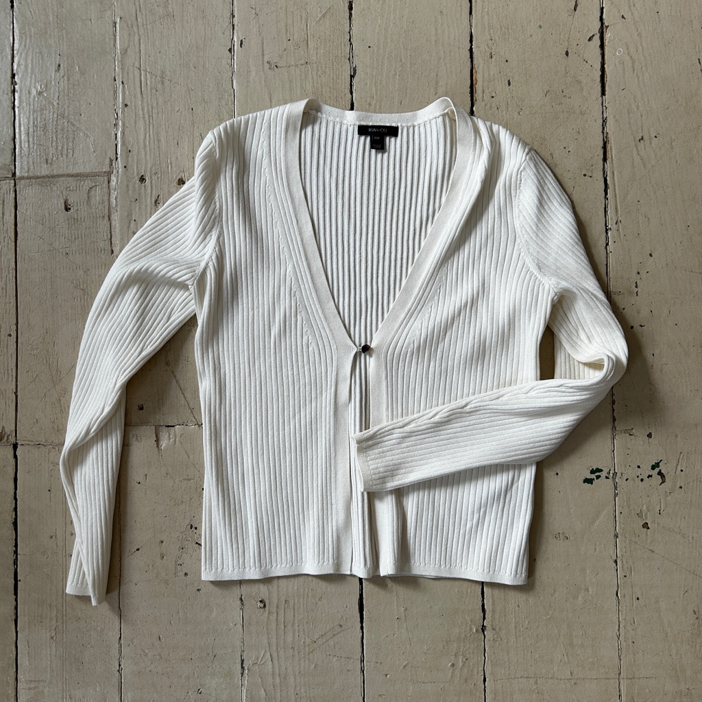 Rw&Co. White Ribbed Cardigan